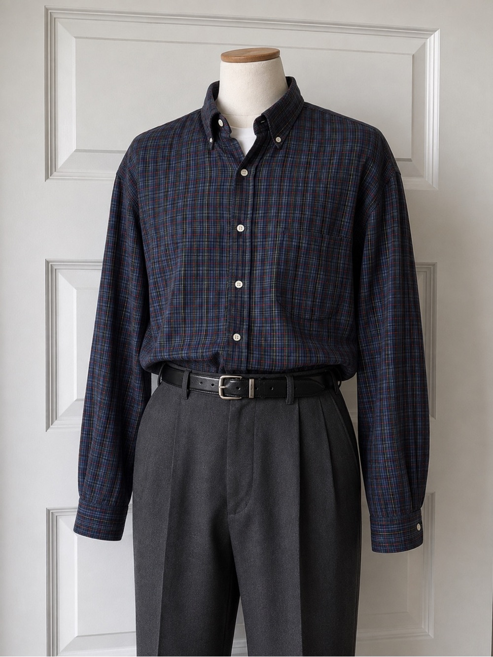 Vintage John Ashford Men’s XXL Tall Plaid Button-Up Shirt 100% Cotton